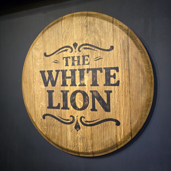 "The White Loin Custom Oak Barrel Lid Wall Art"