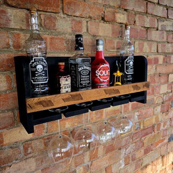"WINE/GIN RACK" holds 4 Glasses 60cm Black