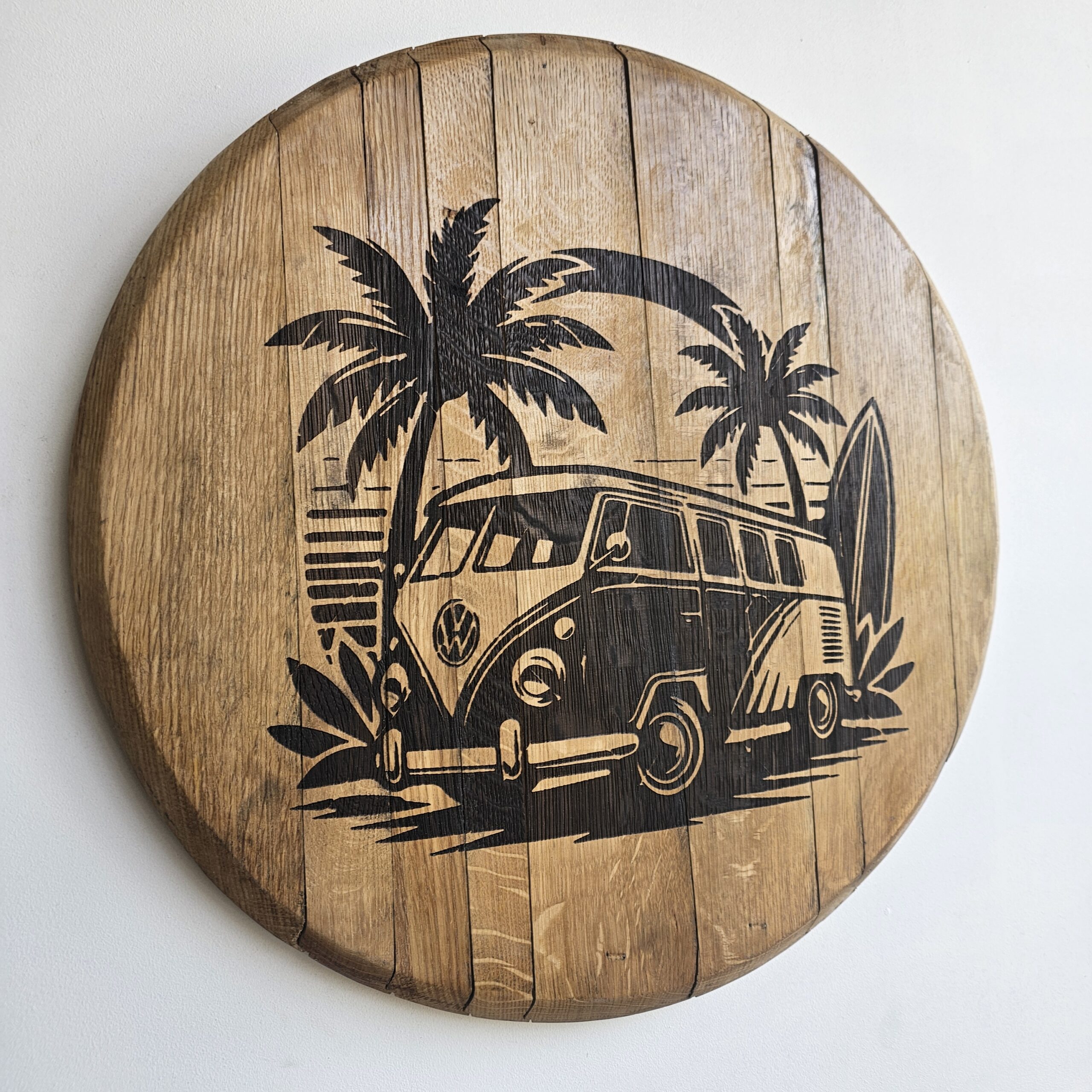 "Camper T2 Oak Barrel lid Wall Sign"