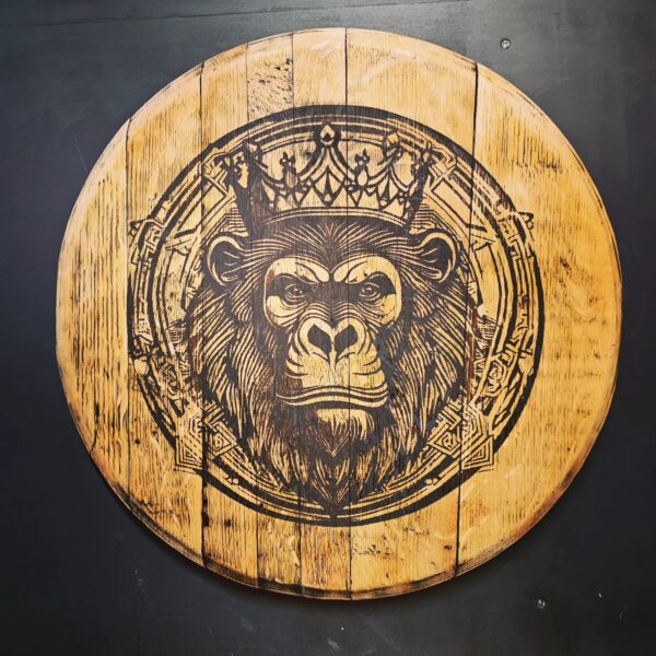 "Geometric Gorilla Oak Barrel lid Wall Sign"