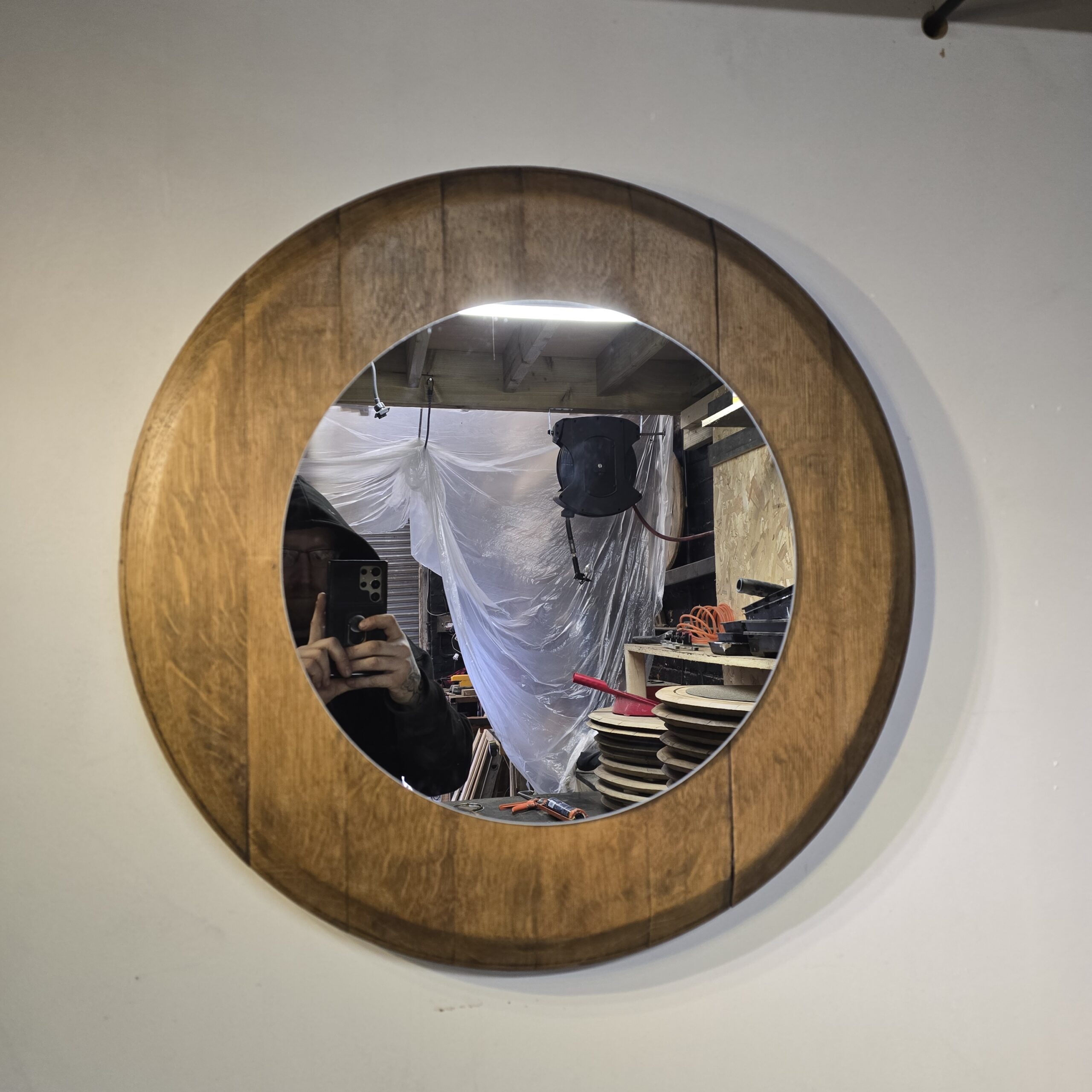 " Oak Barrel Lid Mirror" - Image 2