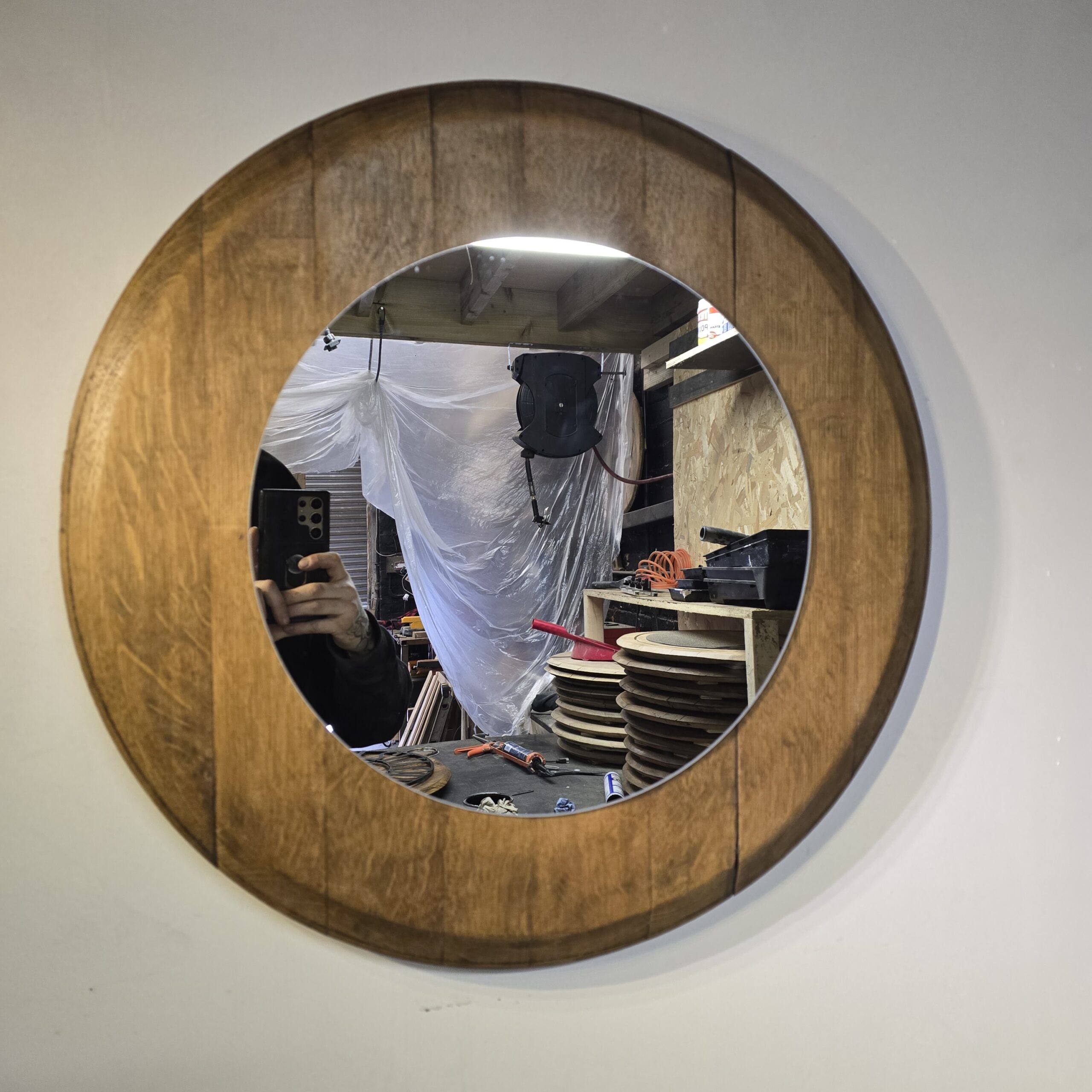 " Oak Barrel Lid Mirror" - Image 3