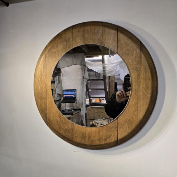 " Oak Barrel Lid Mirror"