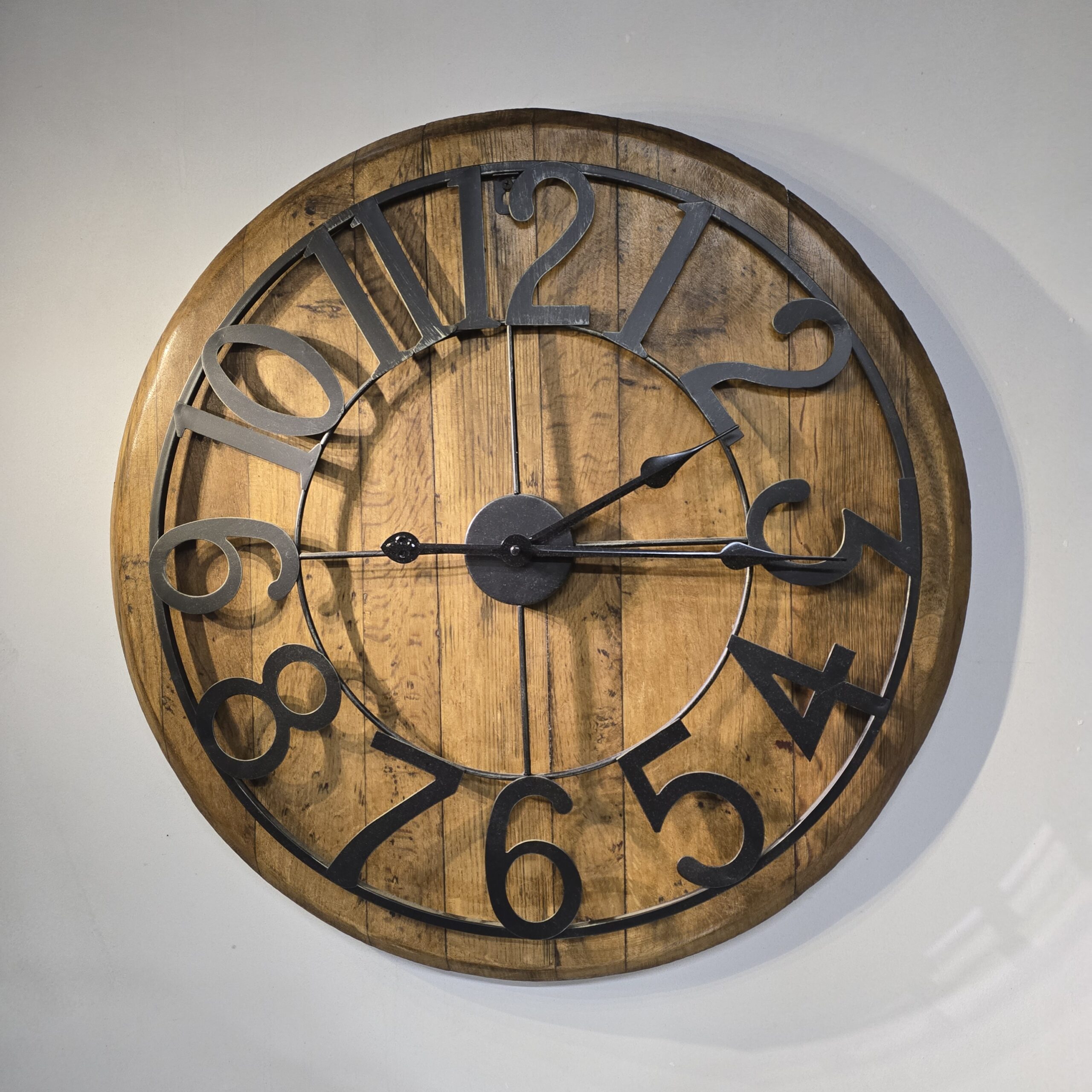 "Oak Barrel Lid Clock" - Image 2
