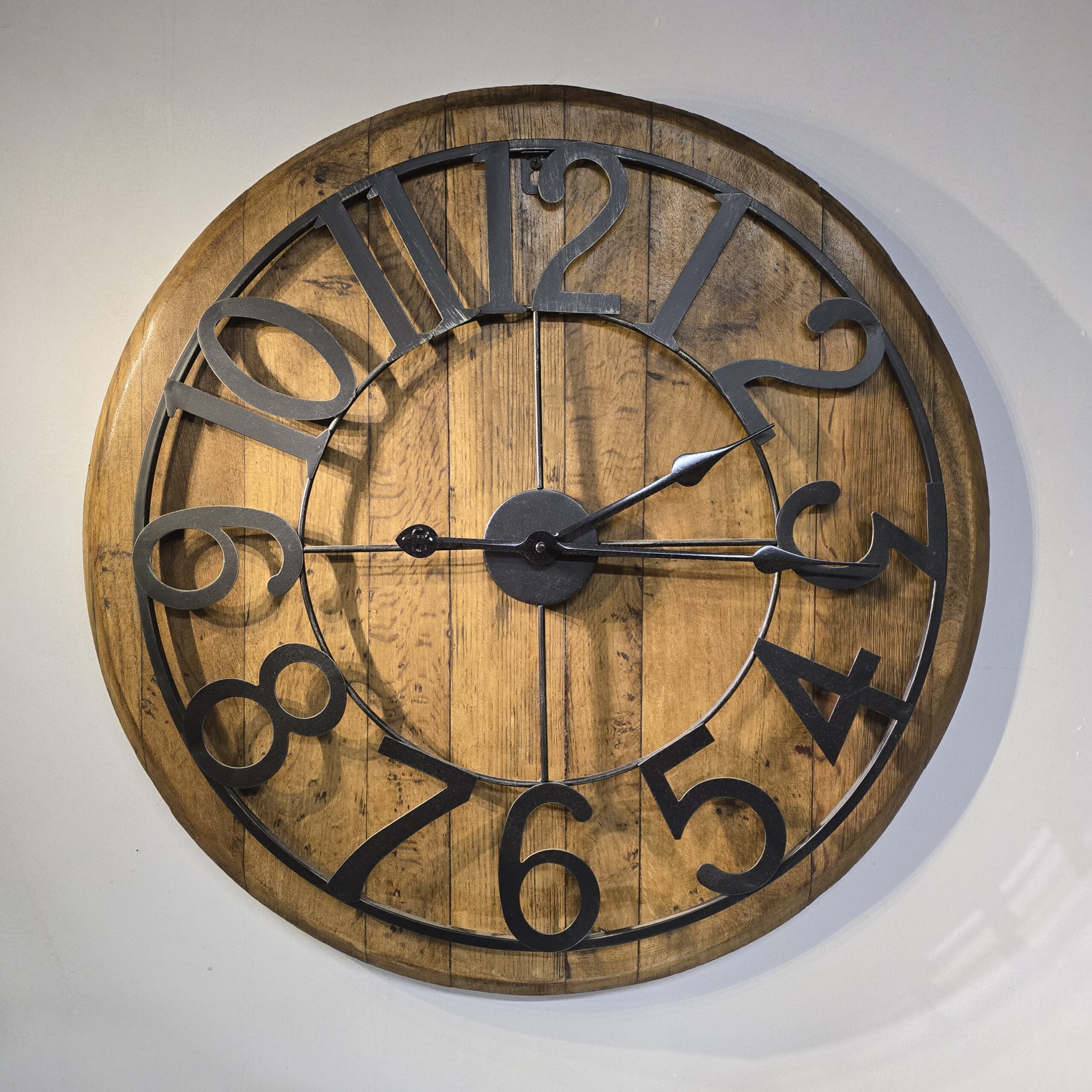 "Oak Barrel Lid Clock" - Image 4