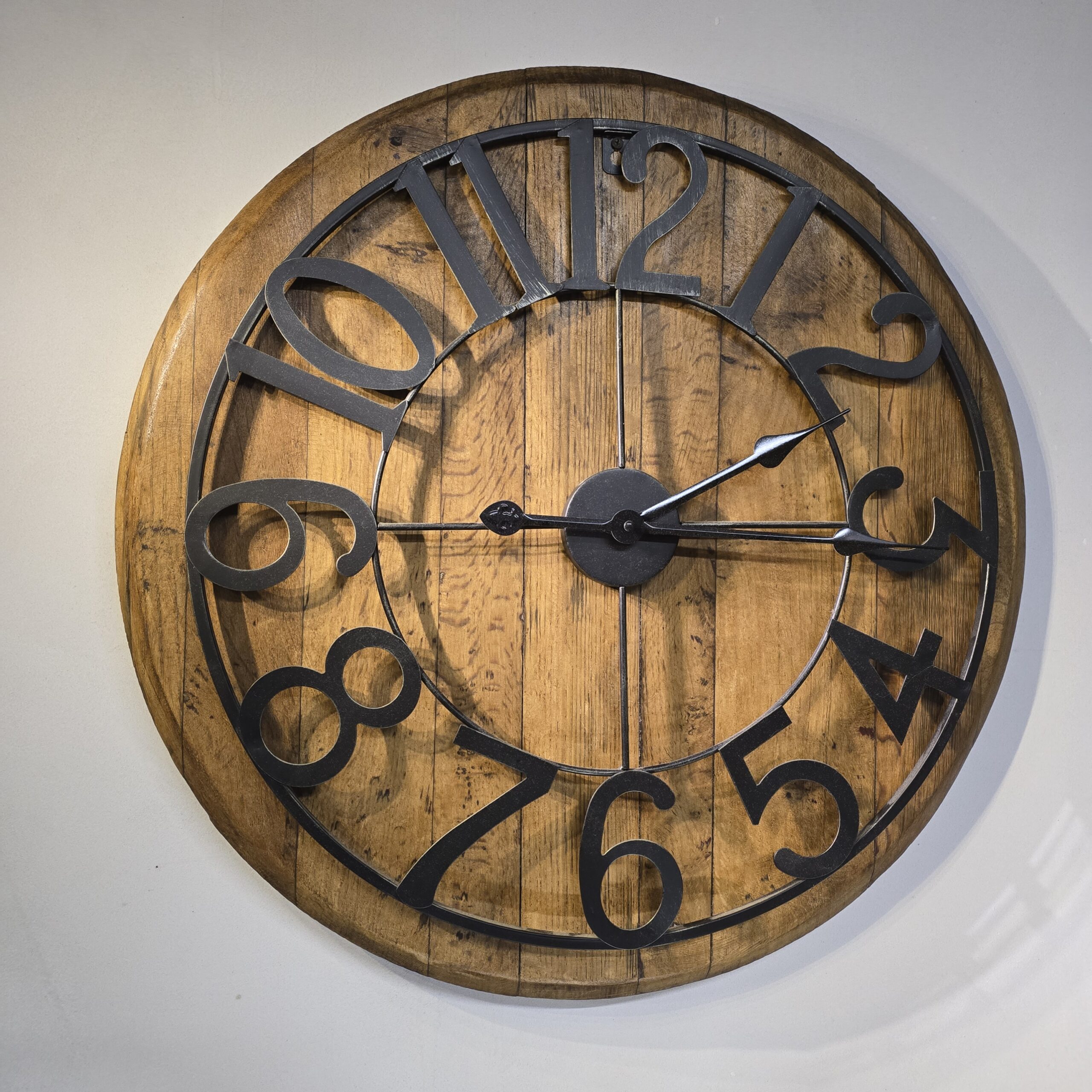 "Oak Barrel Lid Clock" - Image 5
