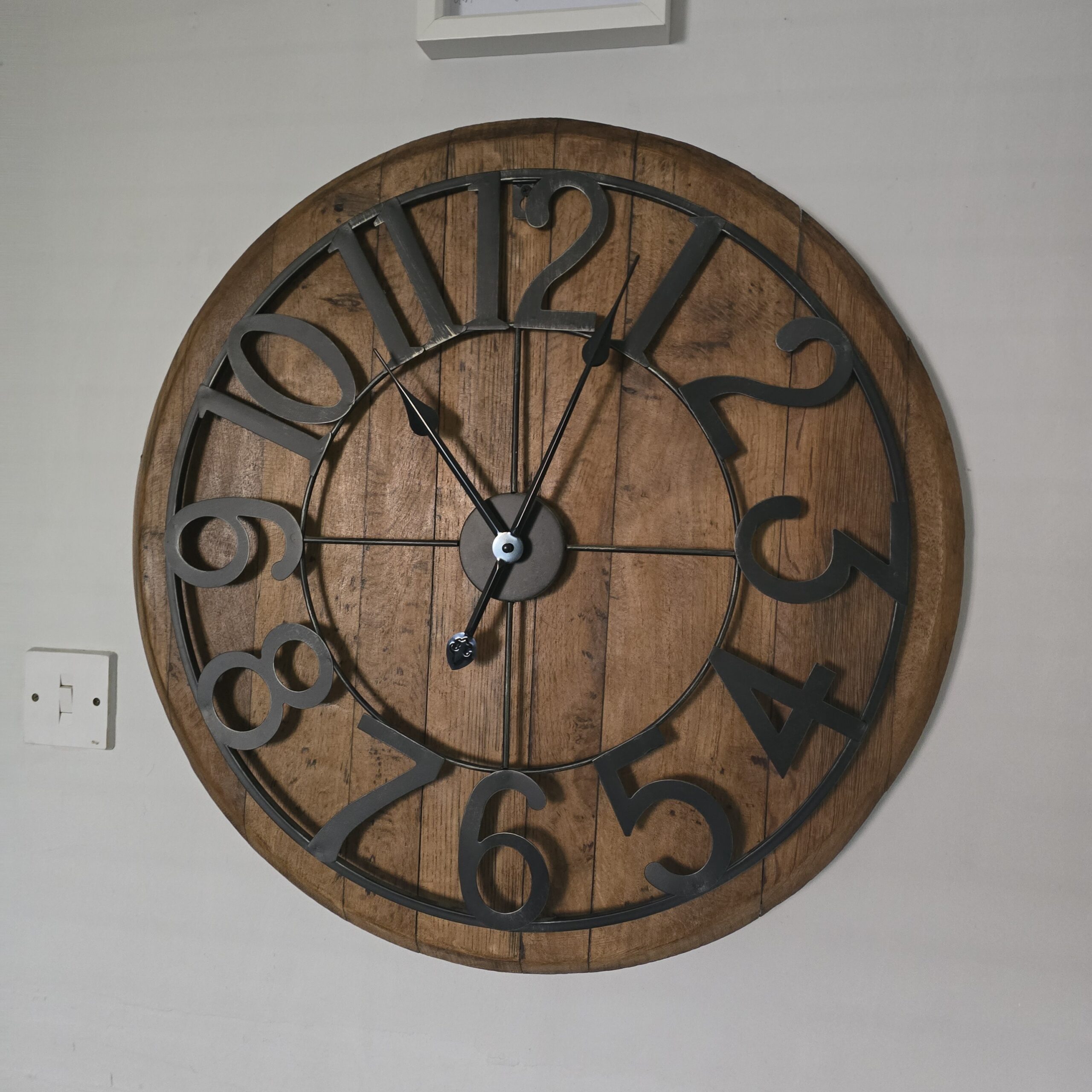 "Oak Barrel Lid Clock" - Image 7