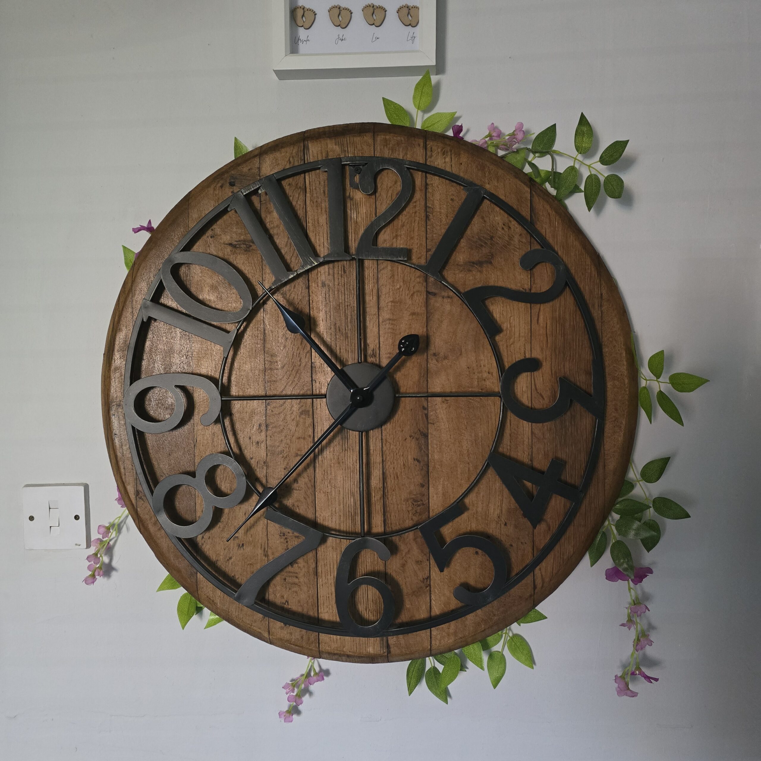"Oak Barrel Lid Clock" - Image 8