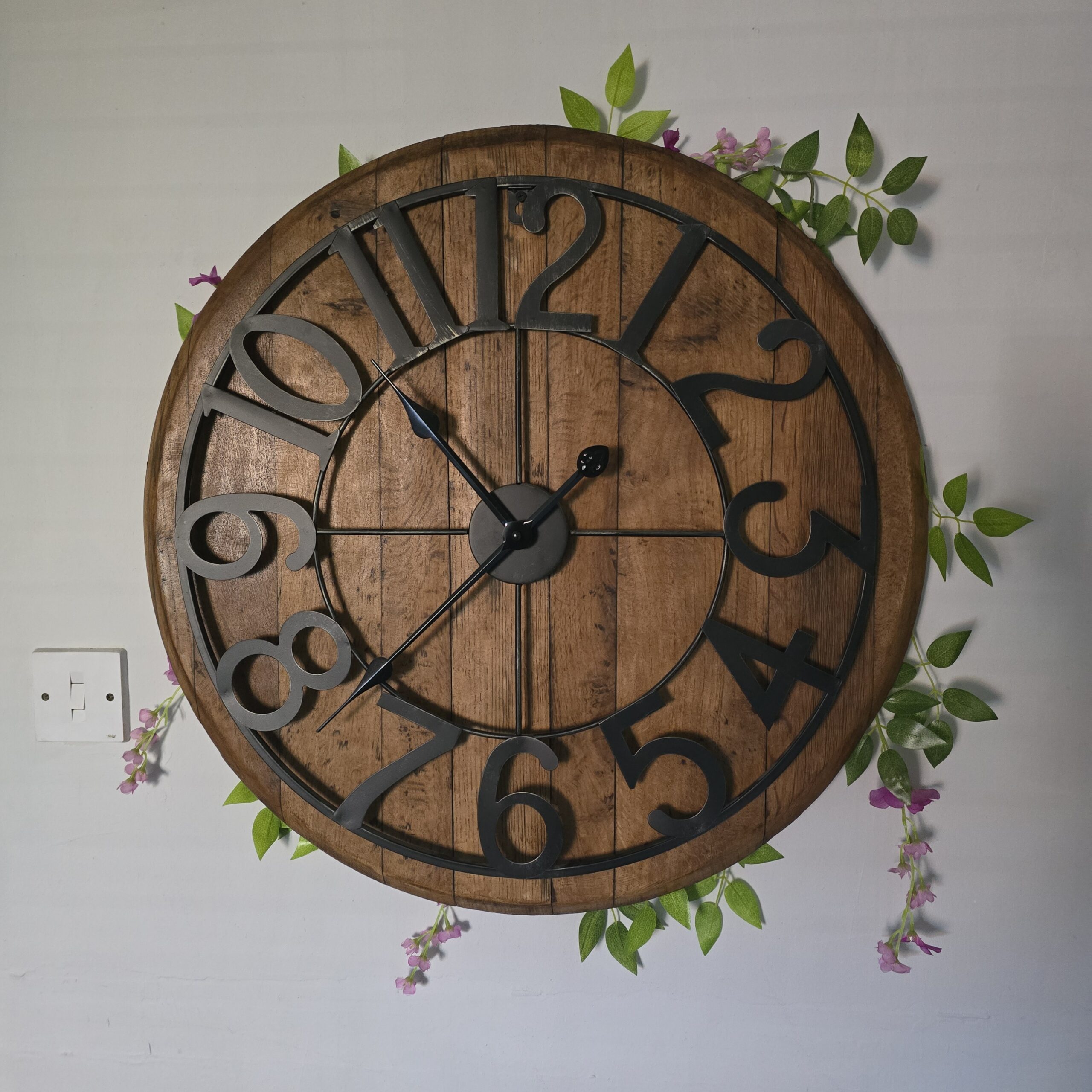 "Oak Barrel Lid Clock" - Image 9