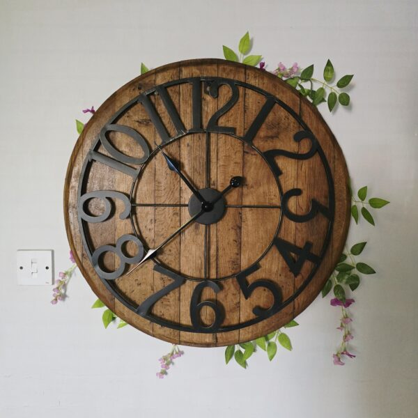 "Oak Barrel Lid Clock"