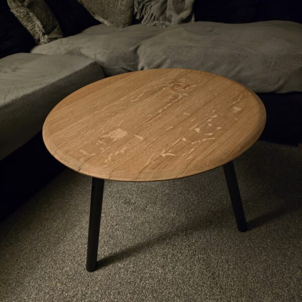 “Oak Barrel Lid Table”